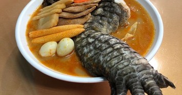 Kỳ lạ món ramen có nguyên chân cá sấu