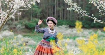 Thiếu nữ khoe sắc xuân giữa khung cảnh tuyệt đẹp Bắc Hà