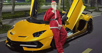 Ông già Noel Việt “cưỡi bò” Lamborghini Aventador bạc tỷ phát quà