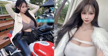 Hotgirl mê xe phân khối lớn mặc hở bạo khoe vòng 1