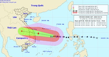 Bão số 9 giật cấp 17 hướng vào vùng biển từ Đà Nẵng đến Phú Yên