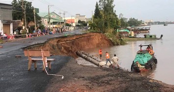 85m đường quốc lộ 91 đổ sập xuống sông Hậu