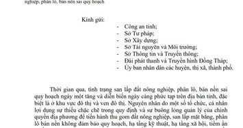 Đồng Tháp: Tình trạng phân lô, bán nền sai quy hoạch diễn ra phức tạp