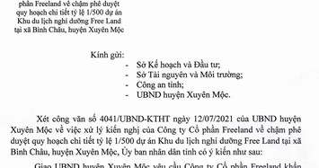 Vì sao dự án của Công ty Free Land ở Bà Rịa - Vũng Tàu chưa được duyệt quy hoạch?