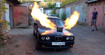 BMW E30 3 Series phun lửa nhờ động cơ phản lực MIG-23 