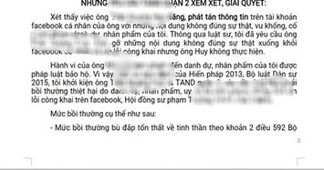 Xúc phạm đồng nghiệp trên facebook, thầy giáo bồi thường 20 triệu đồng