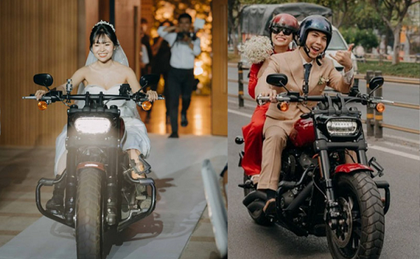 Chùm ảnh cô dâu Việt cưỡi Harley Davidson hơn 750 triệu 