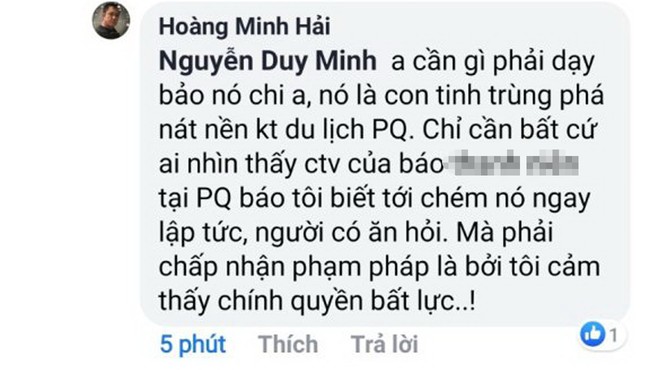Cộng tác viên báo Thanh niên ở Phú Quốc bị chủ quán phở dọa chém vì đưa tin ngập