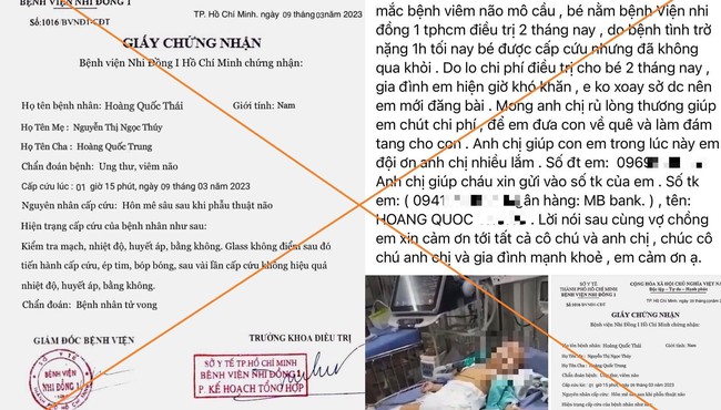 Cảnh báo: Giả mạo giấy tờ của bệnh viện để kêu gọi từ thiện