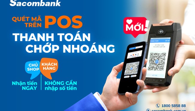 Sacombank tích hợp mã QR đa năng ngay trên máy POS