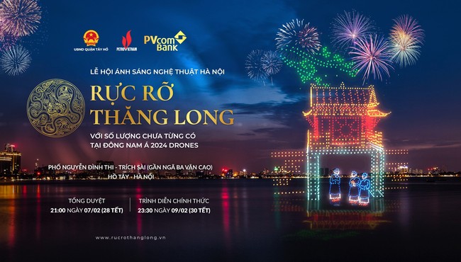 Petrovietnam và PVcomBank cùng TP Hà Nội tổ chức trình diễn ánh sáng nghệ thuật