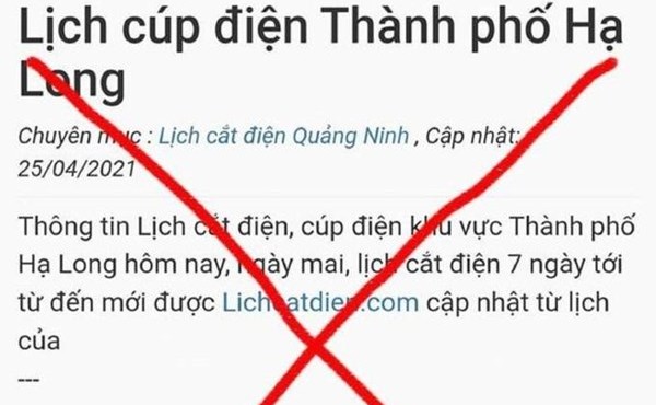 Xuất hiện nhiều website giả mạo thông tin lịch cắt điện