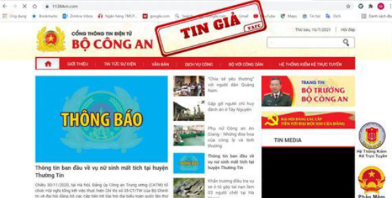 Cảnh báo trò giả mạo trang web của Bộ Công an để lừa đảo