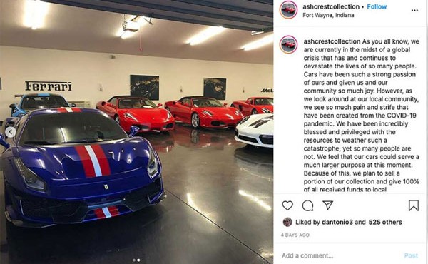 Rao bán 7 ô tô Ferrari, Porsche, Lamborghini... lấy tiền hỗ trợ chống dịch COVID-19