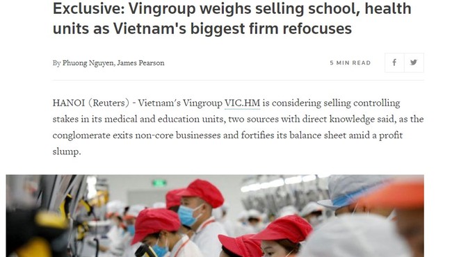 Vingroup nói gì về thông tin bán cổ phần mảng giáo dục và y tế trên Reuters?