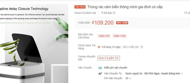 Thùng rác thông minh cảm ứng với giá hơn trăm nghìn đồng 