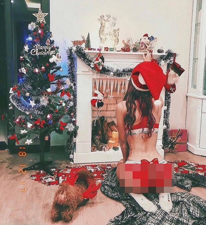 Hotgirl Le Bong gay nhuc mat khi hoa than ba gia Noel sexy-Hinh-8