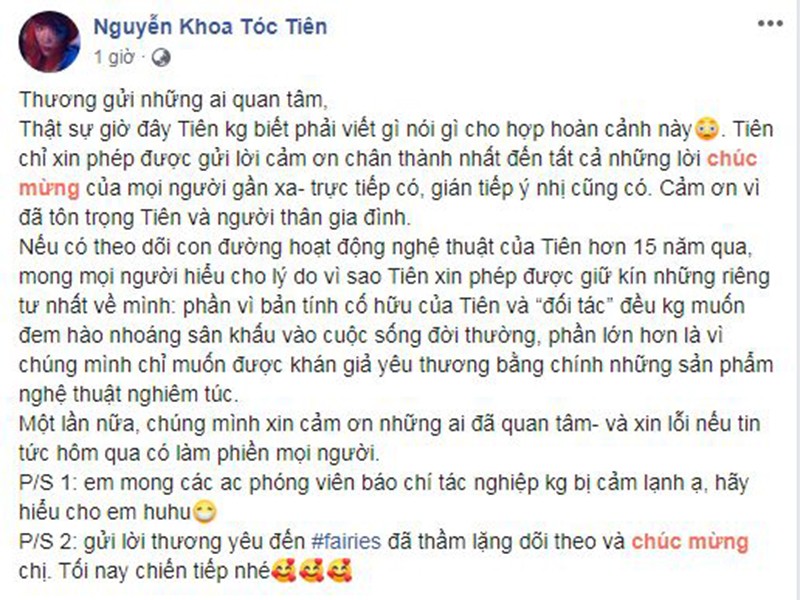 Toc Tien he lo ly do bi mat lam dam cuoi voi Hoang Touliver