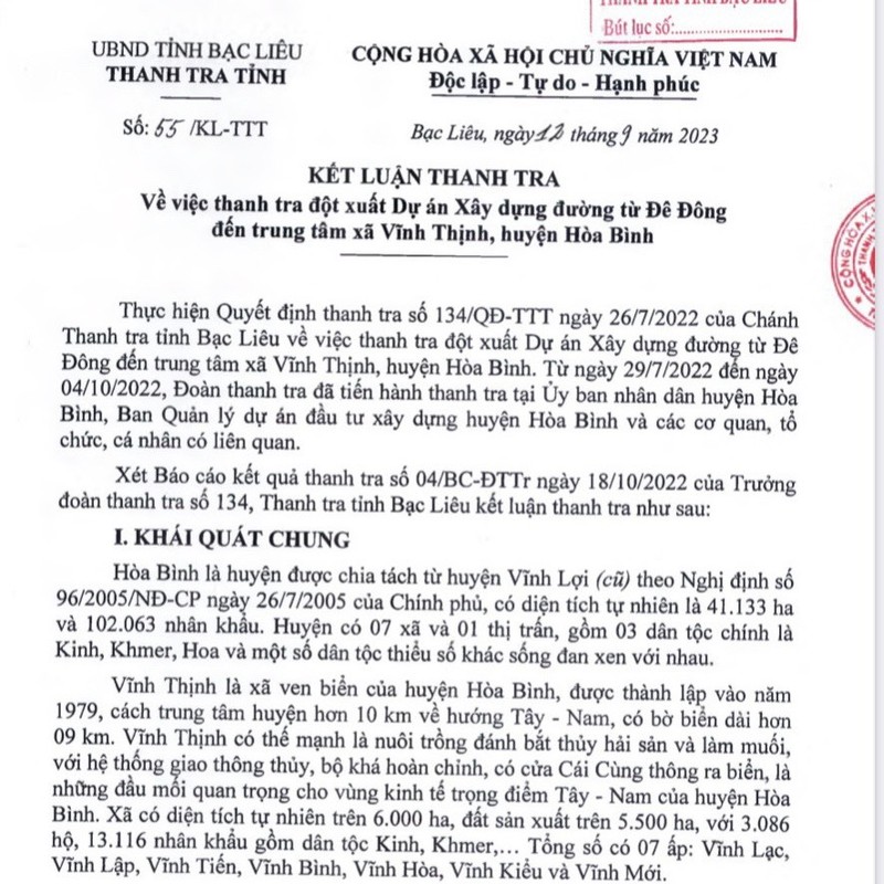 Nhung sai pham tai du an xay dung duong tu De Dong den trung tam xa Vinh Thinh