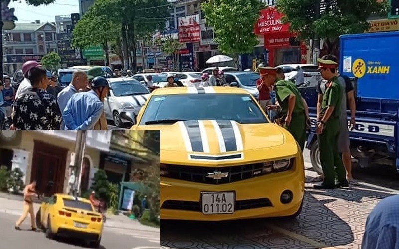 CSGT co quyen cam sung AK dap vo kinh xe Chevrolet Camaro vi pham giao thong?