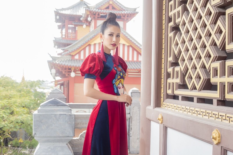 Hoa hau Phan Thu Quyen trong BTS ao dai 'Dang Viet muon noi' NTK ao dai Nhat Dung-Hinh-3