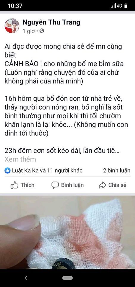 Con lien tuc sot cao sau khi di nha tre vi mac di vat trong mui