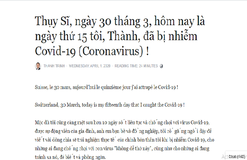 Ong bo Viet o Thuy Si chia se nhat ky 15 ngay chien dau voi COVID-19