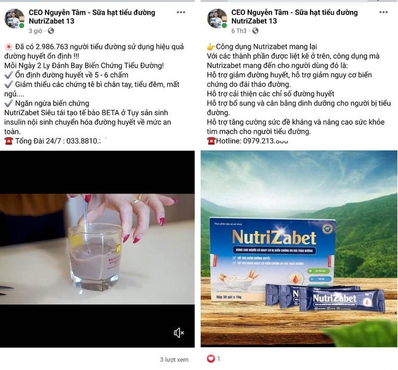 Sua hat Nutrizabet co co tinh quang cao sai “dieu tri” tieu duong?