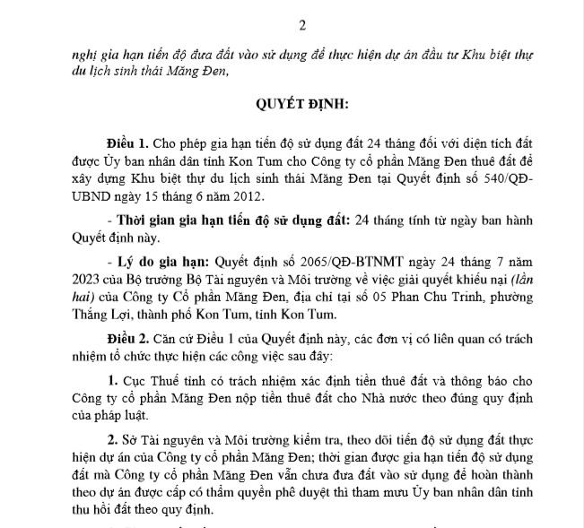 Vi sao du an sinh thai Mang Den o Kon Tum duoc gia han?