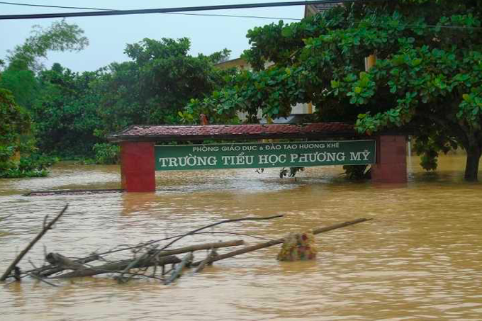 Nhung hinh anh tang thuong mien Trung: Trau bo vao nha, xe may treo len cao tranh lu-Hinh-6