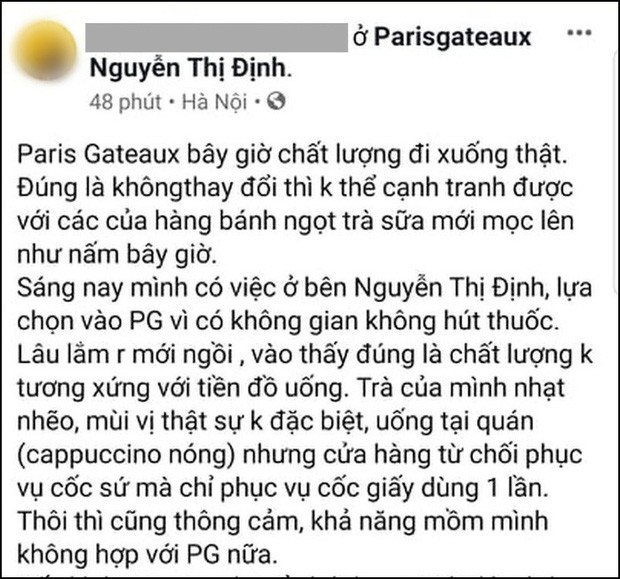 Khach bang hoang khi nhan vien Paris Gateaux dat banh xuong via he bui bam