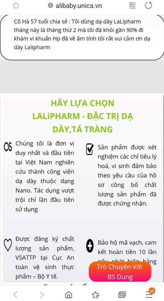 Thuc pham Da day Lalipharm gan mac nguoi noi tieng, quang cao danh trao ban chat