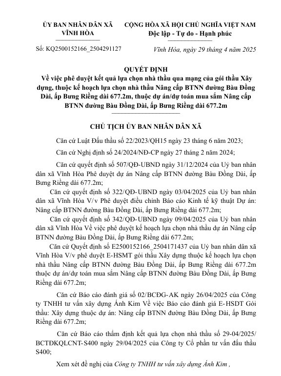 Binh Duong: Goi thi cong nang cap duong Bau Dong Dai ve tay Cty Tam Thai Hoa