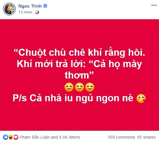 Ngoc Trinh cong khai da xeo Ly Nha Ky  tren mang xa hoi