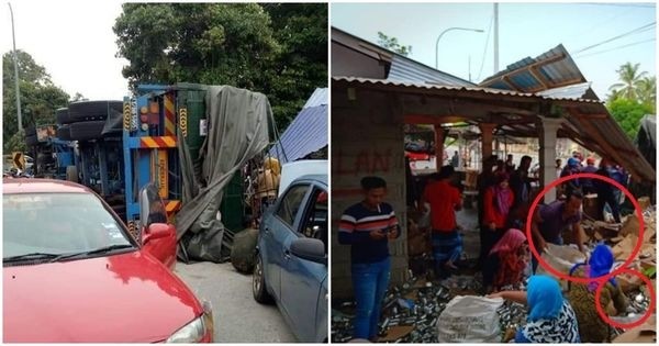 Xe sua bi lat giua duong, nguoi dan xung quanh thi nhau hoi cua