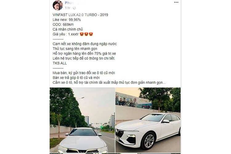 Vinfast Lux A2.0 sedan cũ đầu tiên được rao bán hơn 1 tỷ đồng - Hình 2 Vinfast Lux A2.0 sedan cu dau tien duoc rao ban hon 1 ty dong-Hinh-2