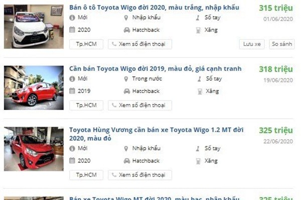 Toyota Wigo duoc dai ly xuong gia tu 315 trieu dong