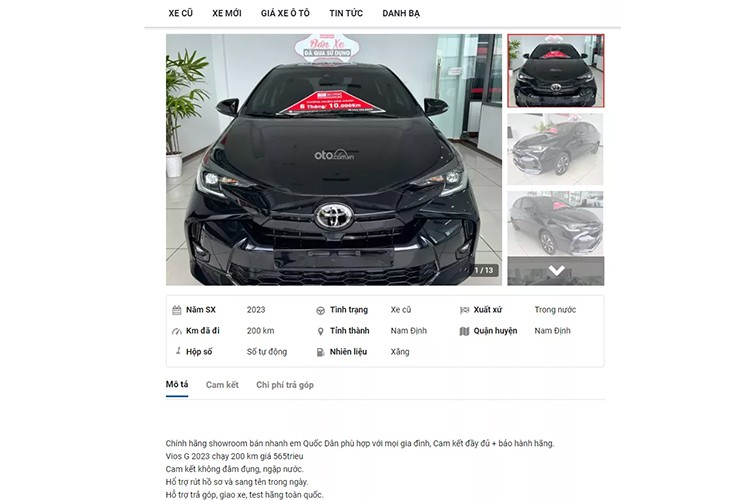 Toyota Vios 2023 moi chay 200km, rao ban 565 trieu