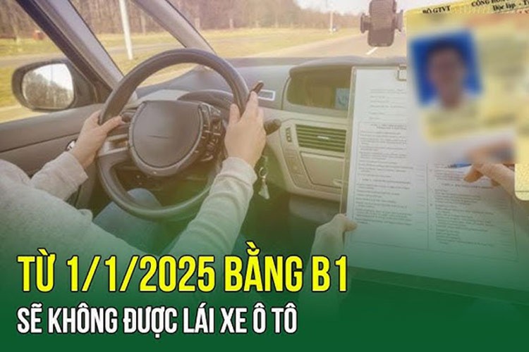 Tu 1/1/2025, nguoi co giay phep lai xe B1 duoc lai cac loai xe gi?