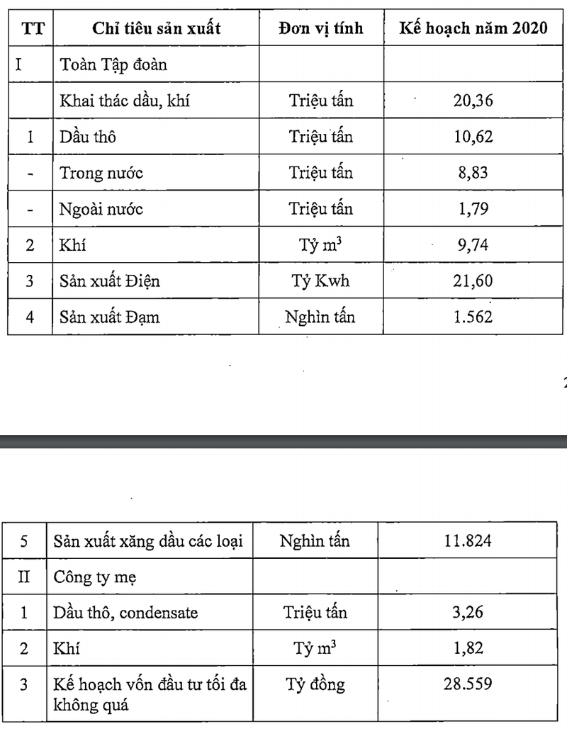 PVN duoc giao ke hoach khai thac hon 20 trieu tan dau khi nam 2020