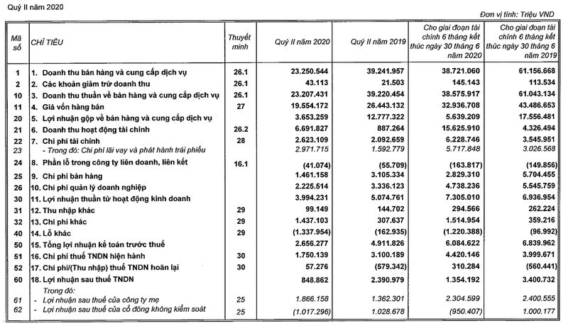 Lai 6 thang dau nam cua Vingroup dat 1.354 ty dong