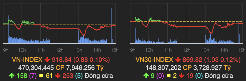 VN-Index giam gan 1 diem, rieng co phieu ban le van giu sac xanh