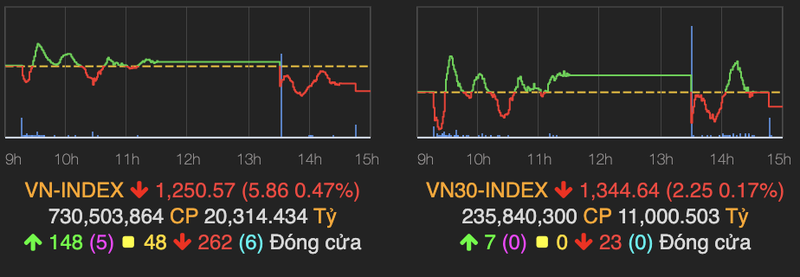 VN-Index giang co va giam 6 diem, VNM bi day xuong moc 90.000 dong