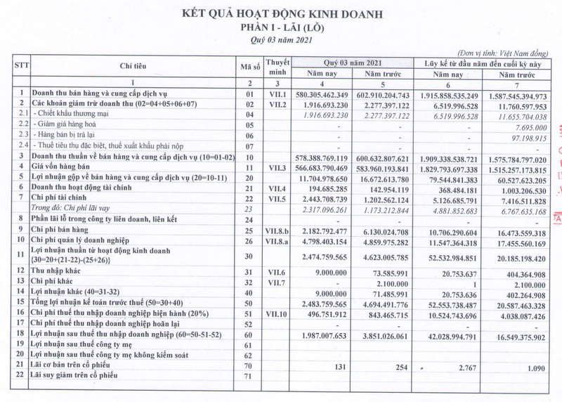 Thep Vicasa 'hut hoi' trong quy 3 khi lai rong giam 50%