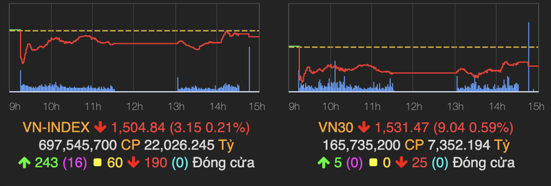 Nhieu nhom nganh troi day nhung VN-Index van giam 3 diem