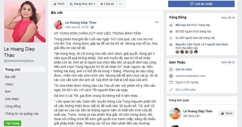 Bi to noi doi, ba Le Hoang Diep Thao tuyen bo bat ngo