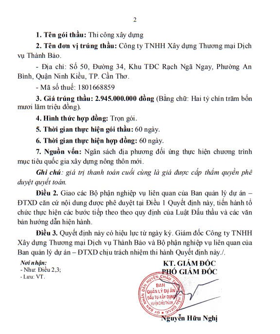 Cty Thành Bảo một ngày trúng 2 gói thầu xây lắp tại Châu Thành Hậu Giang - Hình 8 Cty Thanh Bao mot ngay trung 2 goi thau xay lap tai Chau Thanh Hau Giang-Hinh-8