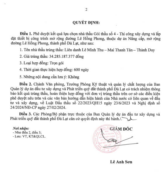 Lâm Đồng: Danh tính doanh nghiệp trúng gói thầu làm đường Tôn Thất Tùng - Hình 6 Lam Dong: Danh tinh doanh nghiep trung goi thau lam duong Ton That Tung-Hinh-6