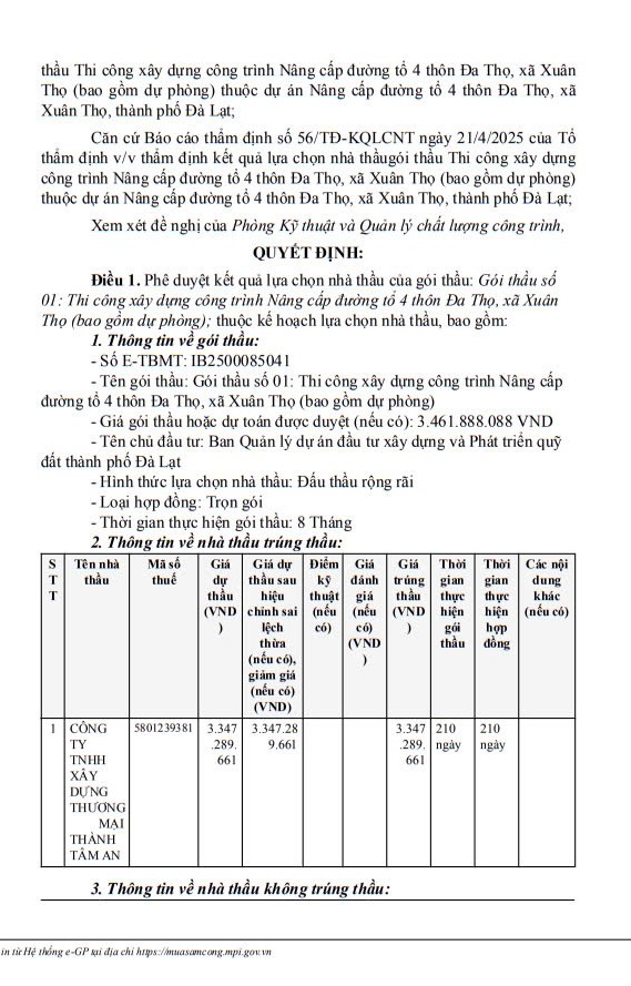 Lam Dong: Nho dau Cty Thanh Tam An thang goi thau 3,34 ty lam duong tai Tho Xuan?-Hinh-2