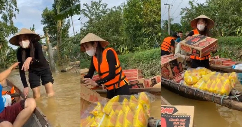 Hinh anh ca si Thuy Tien keu goi duoc 100 ty dong, lao vao lu du cuu tro dong bao-Hinh-8